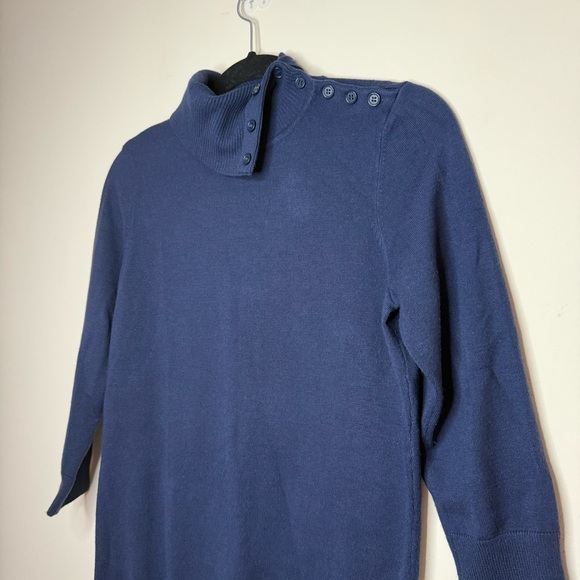 MODCLOTH Charter School Navy Blue Nautical Turtleneck Buttons Sweater - Picture 5 of 10